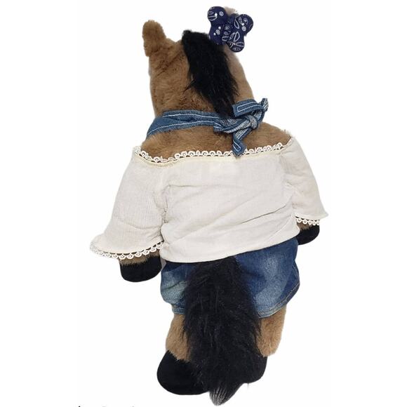 Build A Bear Country Horse / Pony Denim Skirt Bandanna & Bow BAB Stuffed Animal - Picture 5 of 7